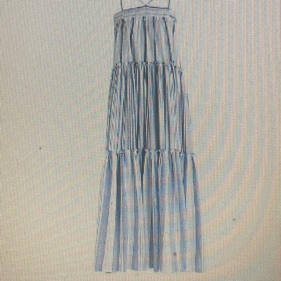 Linen white & navy stripe maxi sun dress - Picture 1 of 5